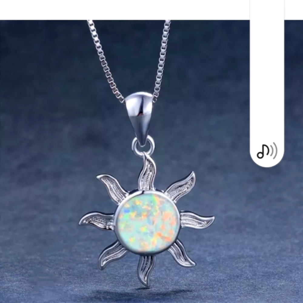 Silver Sun Pendant Necklace